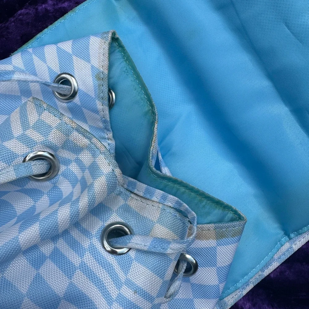 Valfre Blue Checkered Backpack with Heart Buckles - Picture 6 of 8